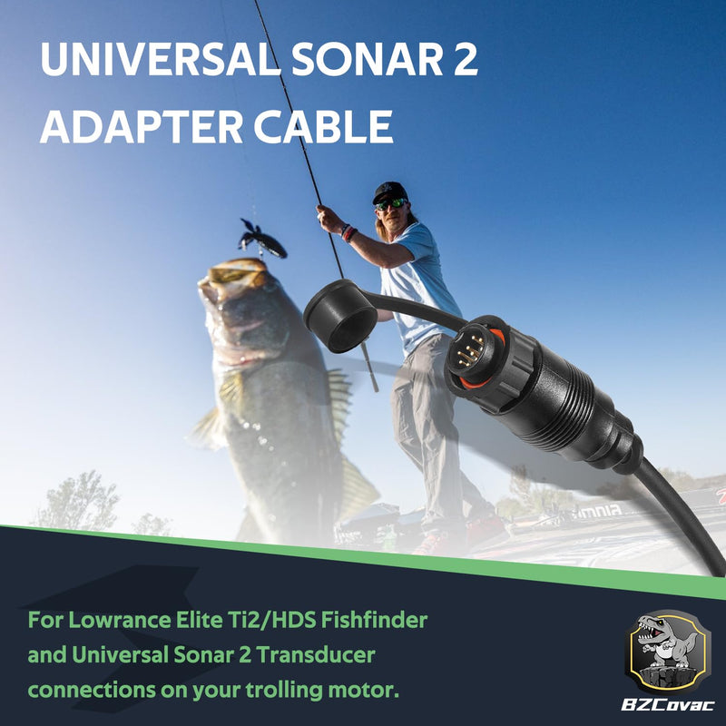1852076 MKR-US2-16 Universal Sonar 2 Adapter Cable for Lowrance Elite Ti2 & HDS to Trolling Motor, 9-pin, Black