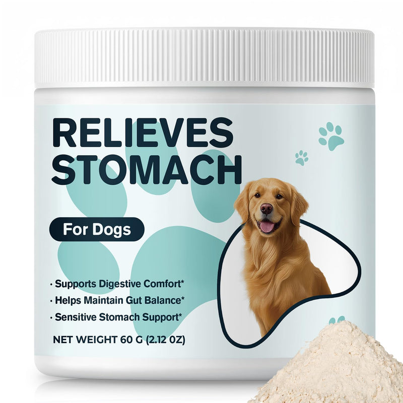 Dog Upset Stomach Relief, Sensitive Stomach Support & Constipation Relief for Dogs, Gut Balance Powder with Pumpkin & Ginger, Easy-to-Mix Digestive Comfort Supplement, 60 g