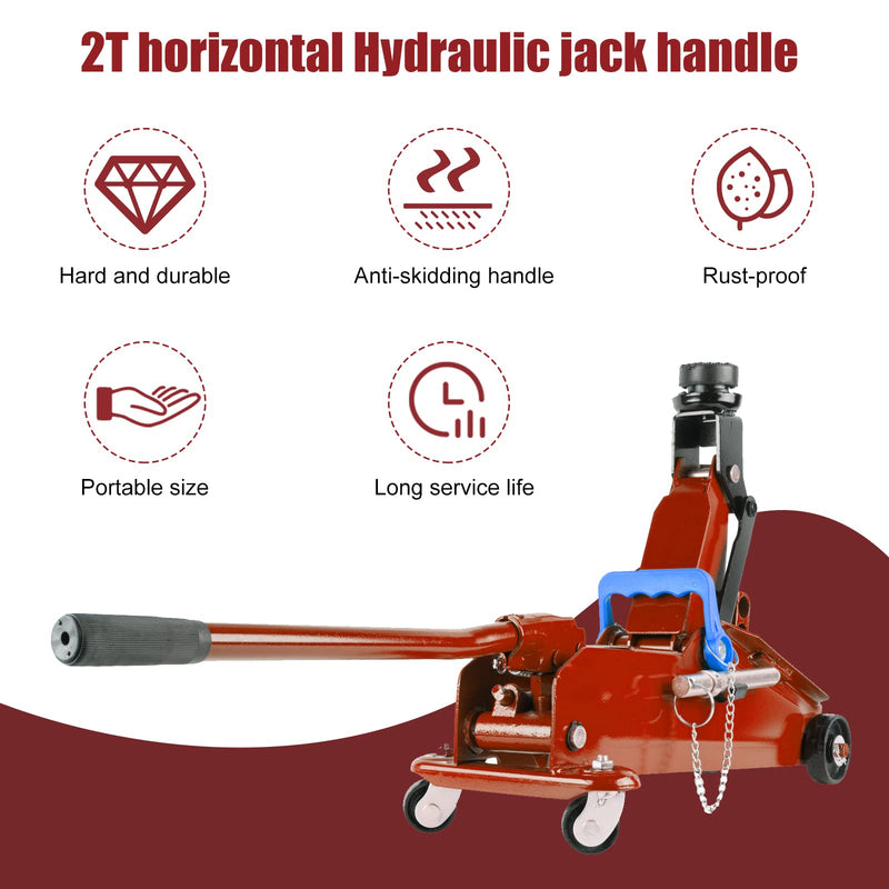 Horizontal Hydraulic Jack Handle, 2 Ton Floor Jack Handle Replacement for Car Jack Pole Lever Handle, Use for Car Jack Accessories Red
