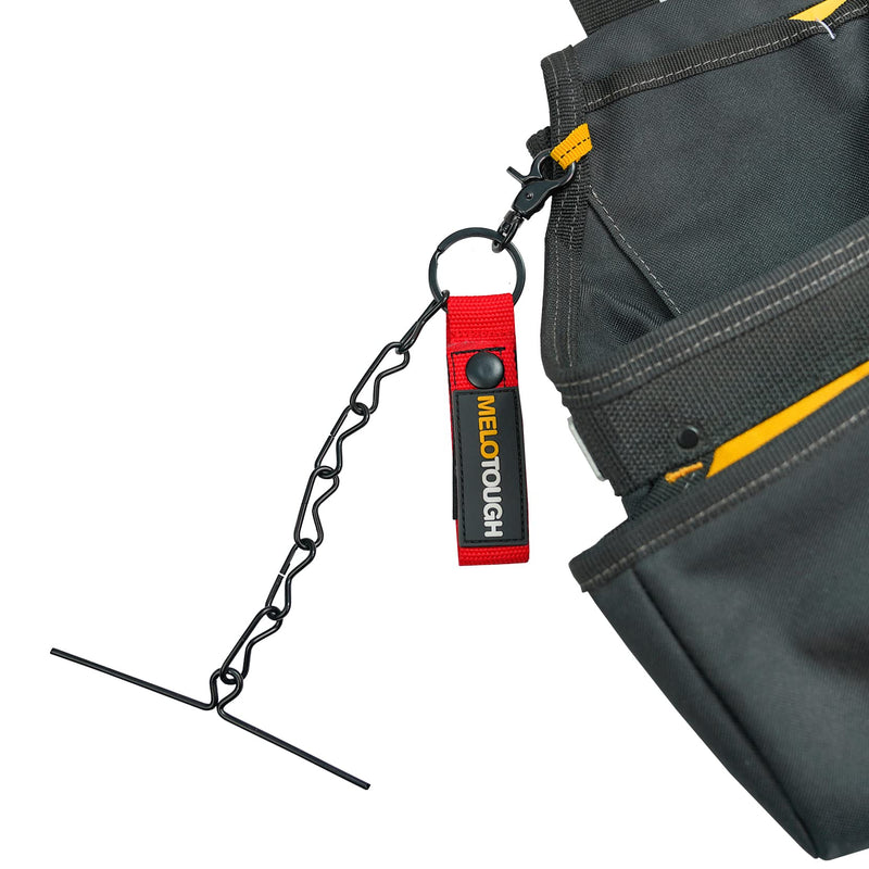 MELOTOUGH 2 PCS Tape Thong for Tool Belt Waist Electricians Tape Strap Holder Chain with Keyring and trigger snap hook Red Color