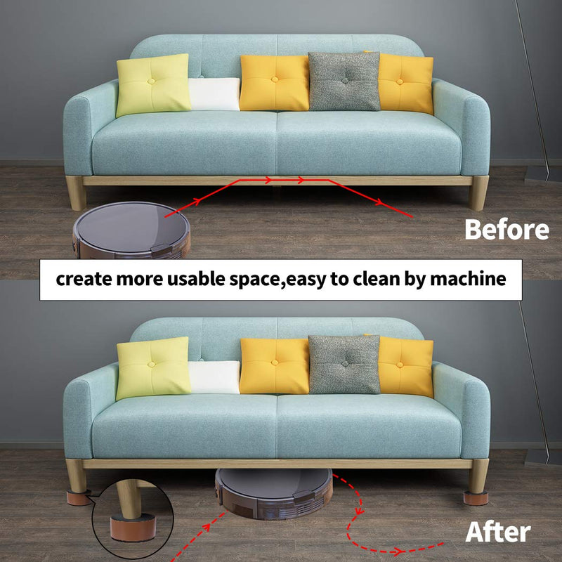 Ezprotekt 1.2 Inch Bed and Furniture Risers, Heavy Duty Round Sofa Tables Couch Chair Risers, Width 2.4"-Adds 1.2" Height, Supports 20,000 lbs, Protect Carpet & Floors from Scratches(4 Pack, Brown) 1.2"