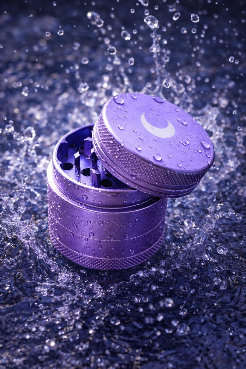 Brando Moon Small Manual Tea, Spice and Seeds Grinder – 1.6” Spice Kitchen Crusher with Cleaning Scraper, for Camping and Outdoor Purple