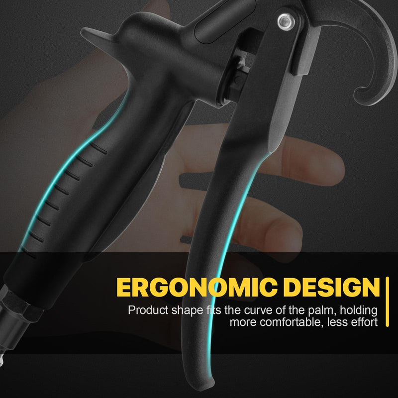 High Volume Air Blow Gun with Rubber Guard Air Flow Nozzle, Industrial Household Air Blower Gun Angle Bent Jet Nozzle, Air Gun for Compressor Pneumatic Tool for Dust Cleaning Car Detailing