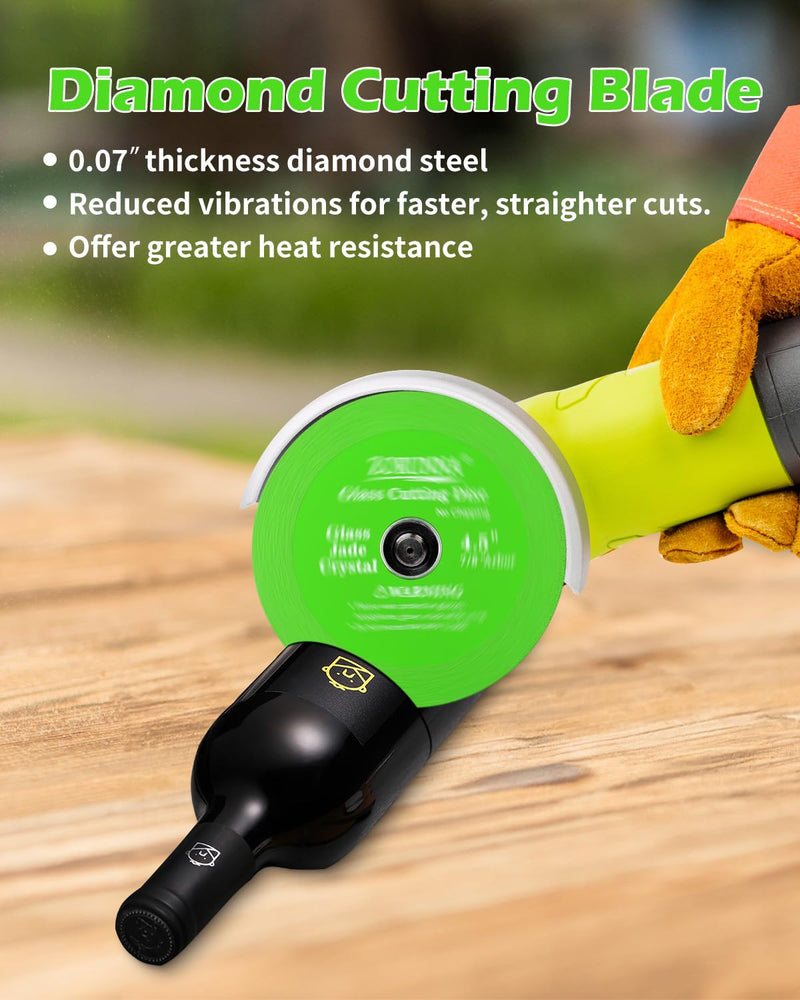 Glass Cutting Disc for 4-1/2" Angle Grinder, 5 Pack Green Glass Ceramic Diamond Cutting Blade Disc 7/8" (Model 115/125) for Grinding Glass, Jade, Crystal, Wine Bottles, Tile. 5Pcs 4.5"