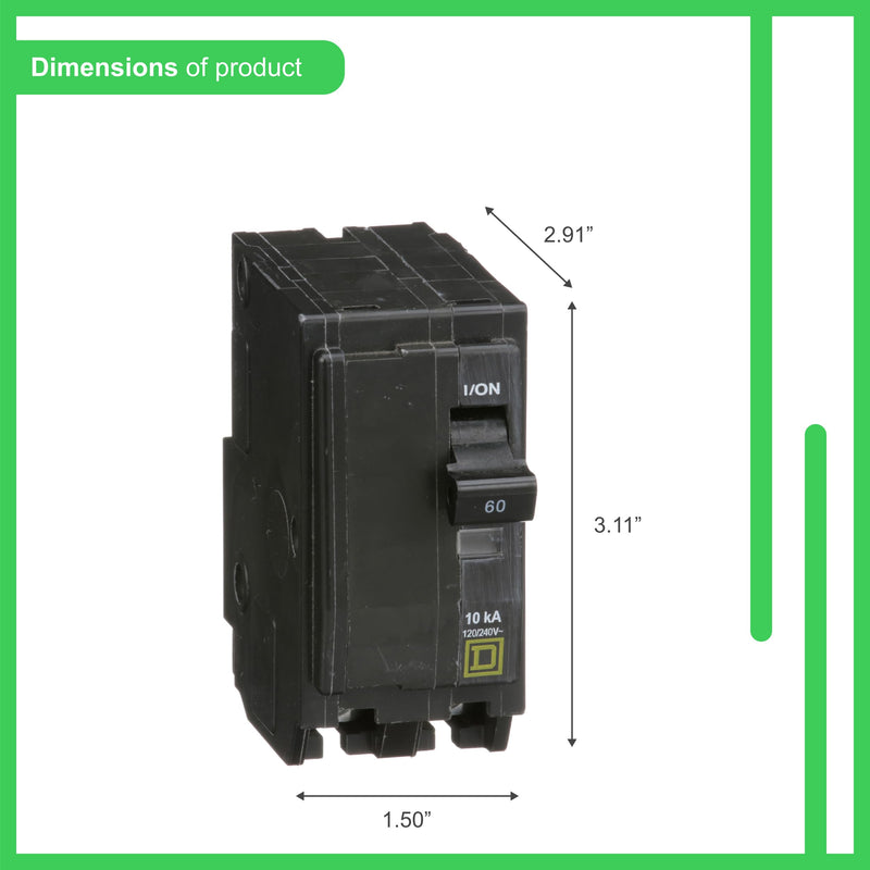 Square D by Schneider Electric QO260CP Square D Circuit Breaker 60 Amp Bulk6, No Size, No Color