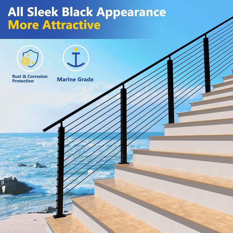 30 Pack 0.35" ID T316 Angle Washers Max for 5/16" Cable Railing Hardware, Marine Grade Stainless Steel 33° Angle Beveled Washers for Stair Deck Metal Wood Aluminum End Posts, Black 30