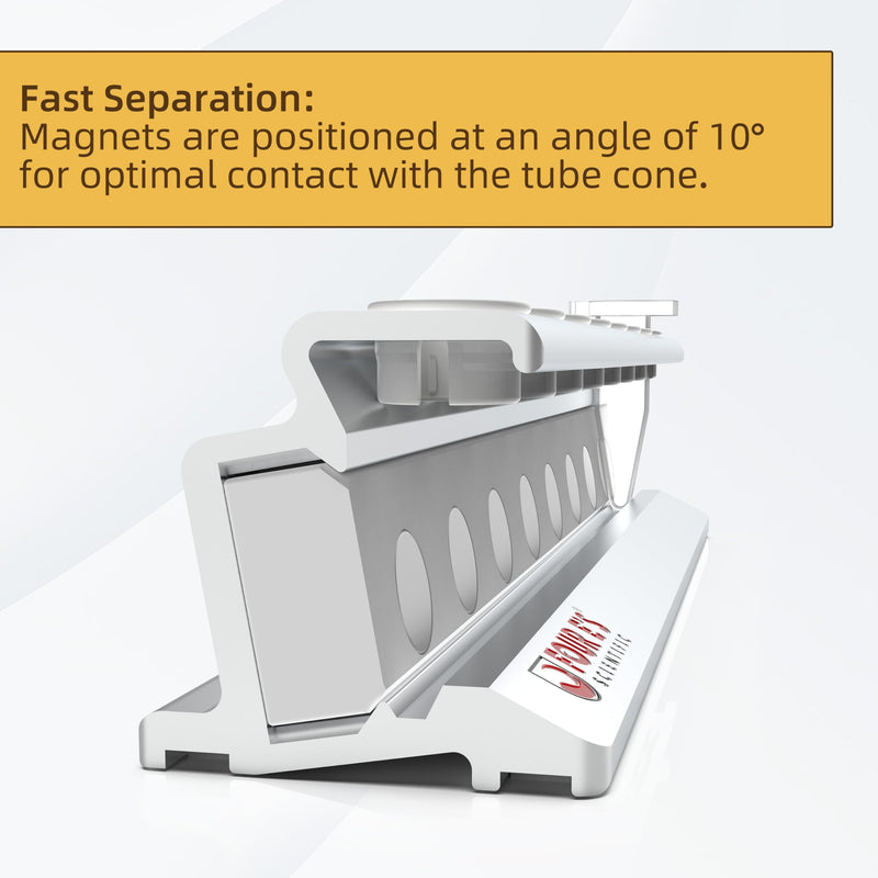4E's USA Magnetic Bead Rack Separator with Removable Magnet - Aluminum Magnetic Separator for Purification of DNA, RNA Holds 8 (1.5 mL) Eppendorf Tubes, Microcentrifuge Tubes 8 x 1.5ML