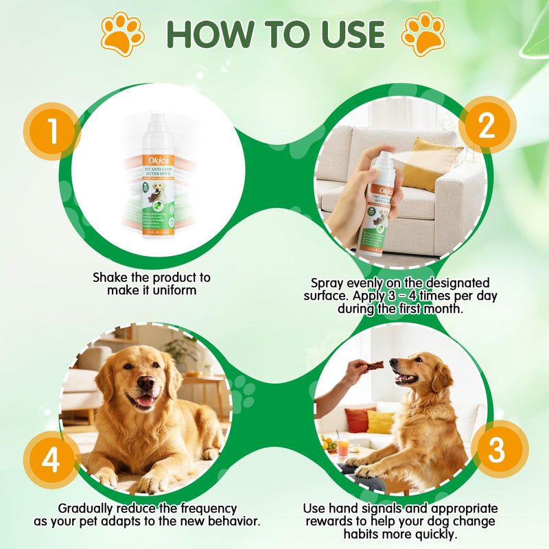 Bitter Apple Spray for Dogs - No Chew Spray for Dogs to Stop Barking Marking and Nibbling - Natural Ingredients Dog Repellent Spray for Furniture and Your Belongings Green