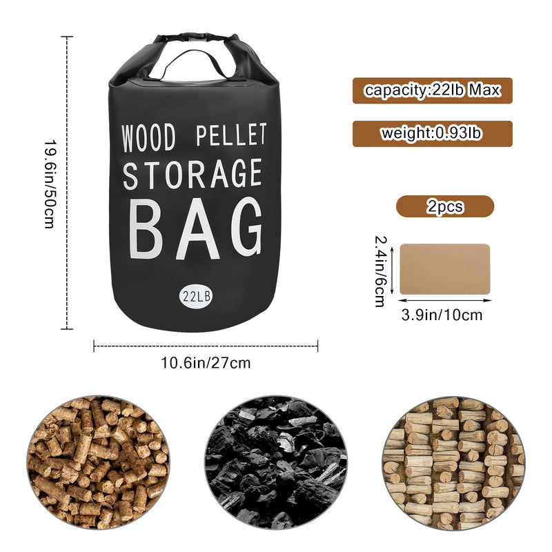 22LB Waterproof Wood Pellet Storage Bag-Dual Handles, Label Pocket(1 Pack) 22LB-Black 1