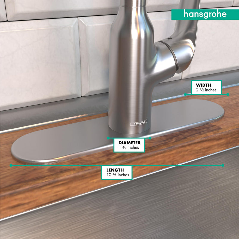 hansgrohe 11-inch Coordinating Base Plate Modern Easy Install in Stainless Steel Optic, 14019861