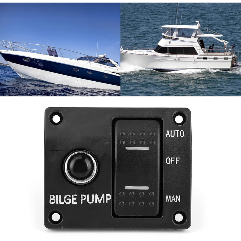 Bilge Pump Switch Panel, 3 Way Boat Circuit Control with Auto Off Manual Switch LED Indicator for DC 12V/24V Bilge Pump