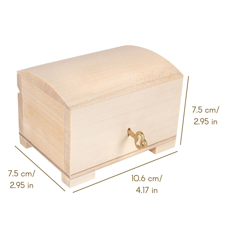 Small Wooden Jewelry Box | Lockable Storage Box with Lock & Key | 4.17 x 2.95 x 2.95 in | Plain, Unpainted & Unfinished | Keepsake Trinket Treasure Chest