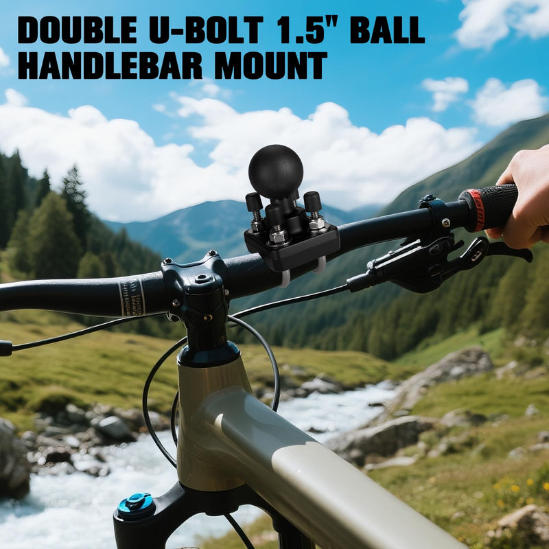 Double U Bolt 1.5 inch Ball Mount,Compatible C Size 1.5" Double Socket Arm,Suitable for 0.75" to 1.21" Diameter Round Tube C-1.5'' Ball