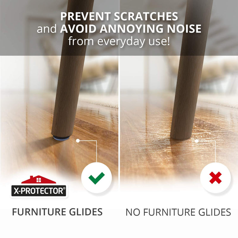Chair Glides X-PROTECTOR – 0.75" Furniture Glides 40 pcs – Best Nail on Furniture Sliders – Premium Chair Leg Floor Protectors – Slide Effortlessly with Chair Leg Pads That Protect Your Floor! 0.75" 40 PCS Grey