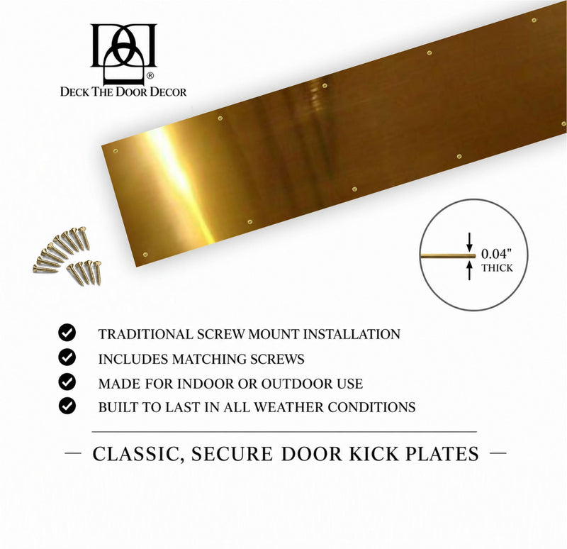 Deck the Door Decor | Door Kick Plate - Anodized Aluminum – Screw Mount – Satin Black, Satin Nickel, Shiny Brass & Oil Rubbed Bronze Finish – Many Sizes (6x30", Oil Rubbed Bronze) 6x30"