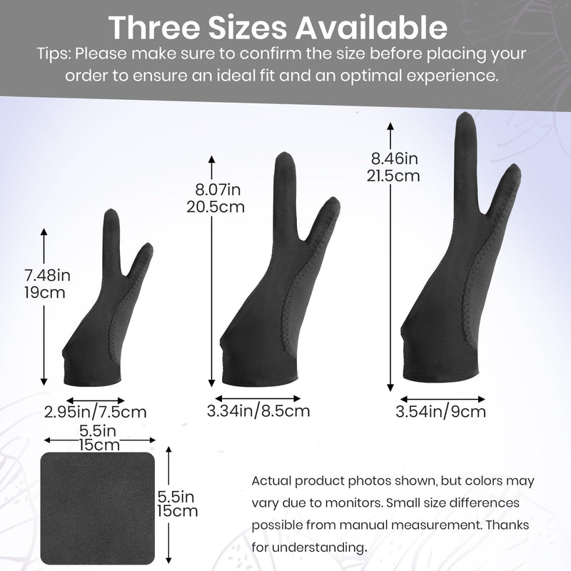 Artist Drawing Glove: 3-Layer Palm Rejection for iPad & Drawing Tablets Midnight Ink(4 Pack) Large