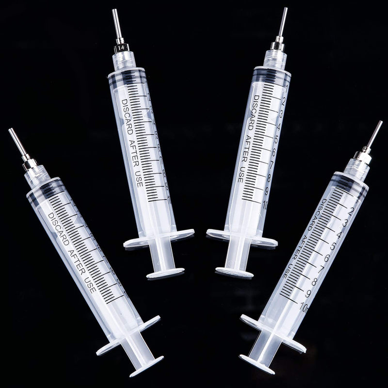 TecUnite 20 Pack Syringe Without Needle, Plastic Curved Syringes for Epoxy Resin, Craft, Feeding Pets Animals, Oil or Glue Applicator 10 ML