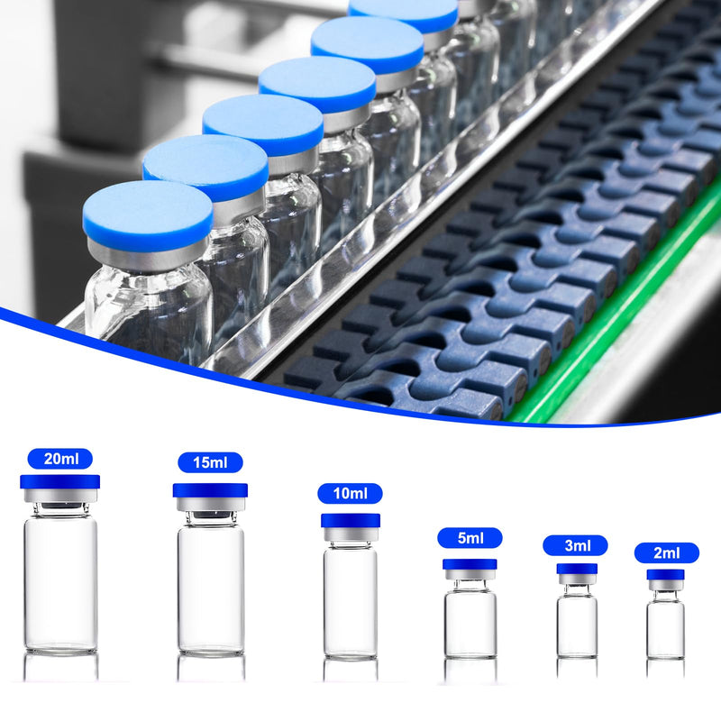 2ml Sealed Vials with Self Healing Injection Port and Plastic-Aluminum Flip Caps,Glass Empty Vials for Injection 10 Pack 2ml