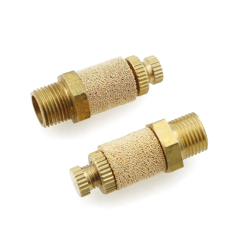 E-outstanding 5Pcs Solenoid valve copper muffler Pneumatic Muffler Silencer Adjustable 1/4 inch Threaded Air Filter Flow Speed Controller Muffler Fitting