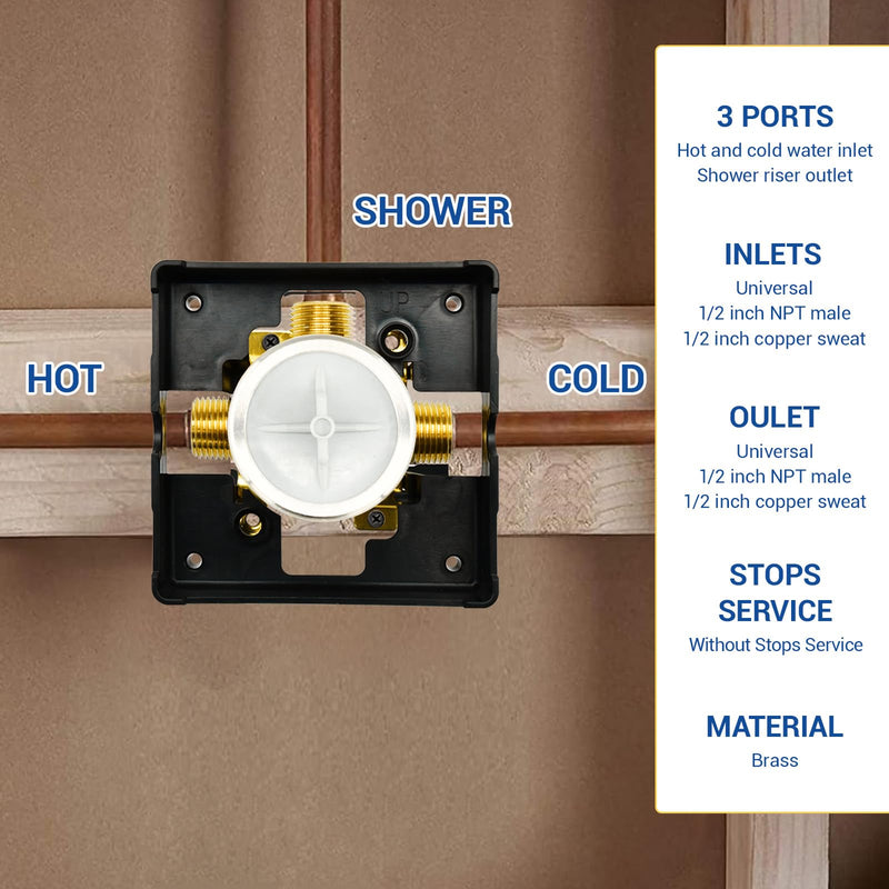 R10000-UNBXHF Shower Valve Body for Delta MultiChoice Universal Tub and Shower Trim Kits, Fits 13, 14, 17, and 17T Series Single-Function or Dual-Function Trim, Rough-In Valve (No Stops)