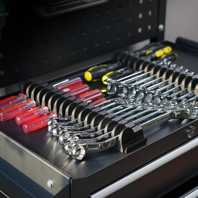 24pcs Magnetic Modular Wrench Organizers for Tool Drawers - Wrench Rack with Metric&SAE Labels,Tool Storage Holder with Magnet.Gift for father, brother&boyfriend (Black with magnets) Black with magnets