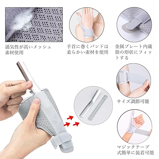 Wrist Thumb Supporter, Thumb Base Supporter, Mesh Material, Breathable, Fixed Metal Plate + Elastic Metal Plate, One Size Fits Most, 1 Piece, For Left and Right Use - NewNest Australia
