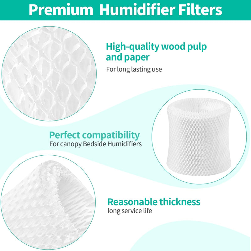 Humidifier Replacement Filter Compatible with Canopy Bedside and Nursery Humidifier,Made with Wood Pulp, Paper Filter, 4-Pack