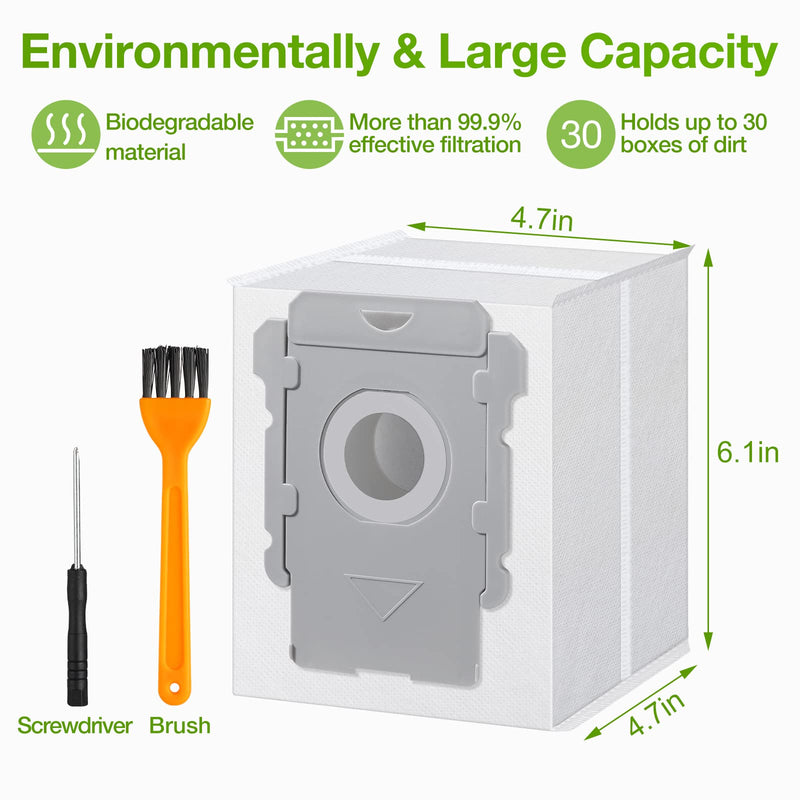 12 Pack Vacuum Bags, Effective Dust Filtration,Compatible with iRobot Roomba i& s & j Series, for i3+, i4+, i5+, i6+,J6+, i7, i7+(7550) j7, j7+, i8+, J8+, J9+, s9+ Automatic Dirt Disposal Bags 12 Pack