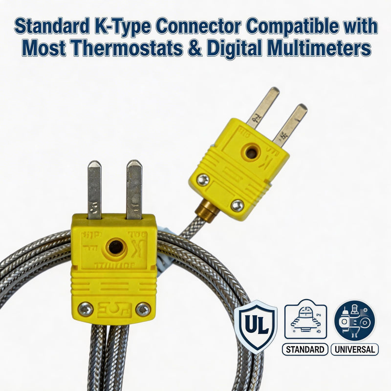 Type K Thermocouple, 2-Pack TL3163K Type K Air Probe for use with the TL0500, | Measurement range: 40–500°F 40–69-inch cable length