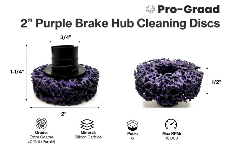 46200 6 Pack 2” Brake Hub Cleaning Discs, Brake Drum & Rotors, Around Wheel Studs Rust Removal, Replacement Pads Compatible with Pro Graad Counteract Hub Buddy & 3M Pad Holders