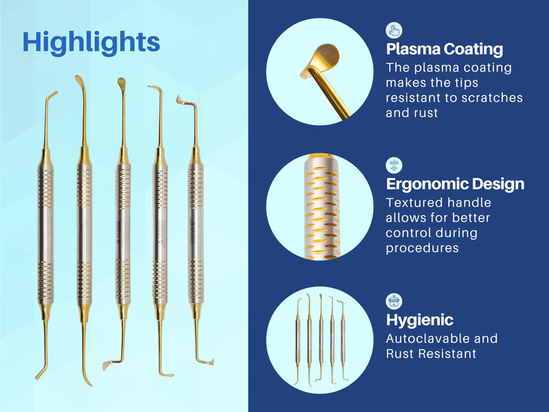 Sinus Lift Kit (5 pcs) Gold Plated for Implant Dental use by Wise Linkers