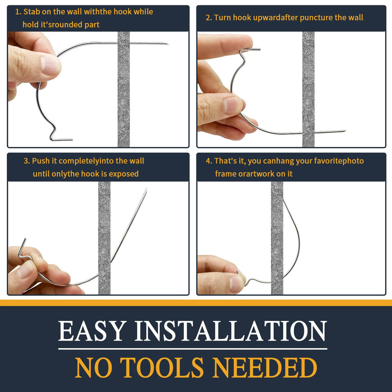 Picture Hanger Super Hook 20PCS,High-Quality Steel Picture Hanger Hercules Hooks,Used for Drywall, Wood Wall, Plaster Wall, can Hang Photos, Art, Clock, Mirror.