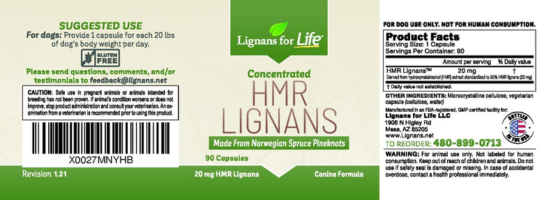 HMR Lignans for Dogs 20mg - 90 Capsules - Vitamin for Healthy Pet | Natural Dog Multivitamin | Dog Wellness Supplement | Dog Nutritional Supplement | Overall Health w/Phytonutrients