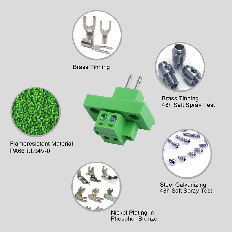 GINTOOYUN 2 Sets 2 Pin 5.08 mm Terminal, 2-Pin Pluggable Screw Terminal Block Connectors, 2P Through-Wall Terminal Connectors 2EDGWB+2EDGKM with Screw Lock Plate Fixed