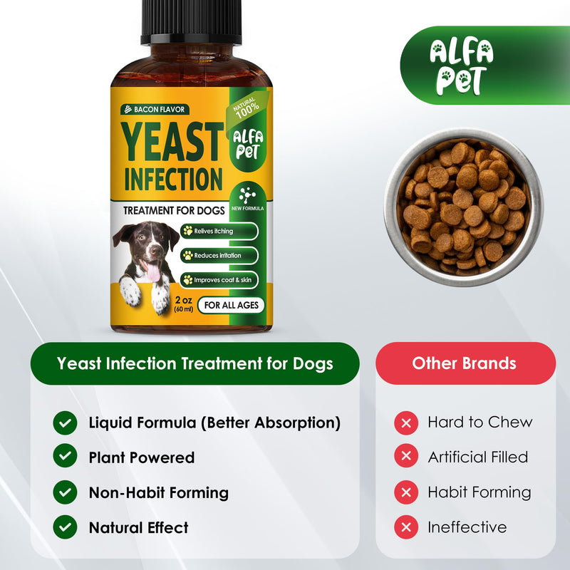 Yeast Infection Treatment for Dogs Helps with Itching & Allergies – Dog Yeast Infection Treatment Liquid Herbal Supplement – for All Breeds – Bacon Taste – 2 Oz Yellow
