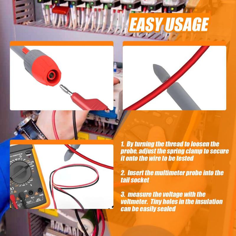Heavy Duty Wire Piercing Probe Insulation Piercing Clip Set with 4mm Push Banana Plug for Multimeter Test Leads Multi Testers Needle Accessories