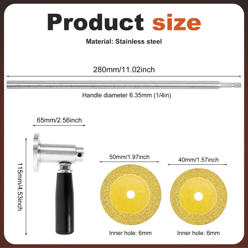 7 Inches Inside Pipe Cutter Kit for Tight Spaces with 11 Pcs Diamond Cutting Wheel Adjustable Cutting Depth PVC Pipe Cutter Tool with 1/4 Hex Shank Fit for 1-1/2 Inch to 8 Inch for Glass Marble Jade Pipe Cutter with 11 Pcs Diamond Cutting Wheel
