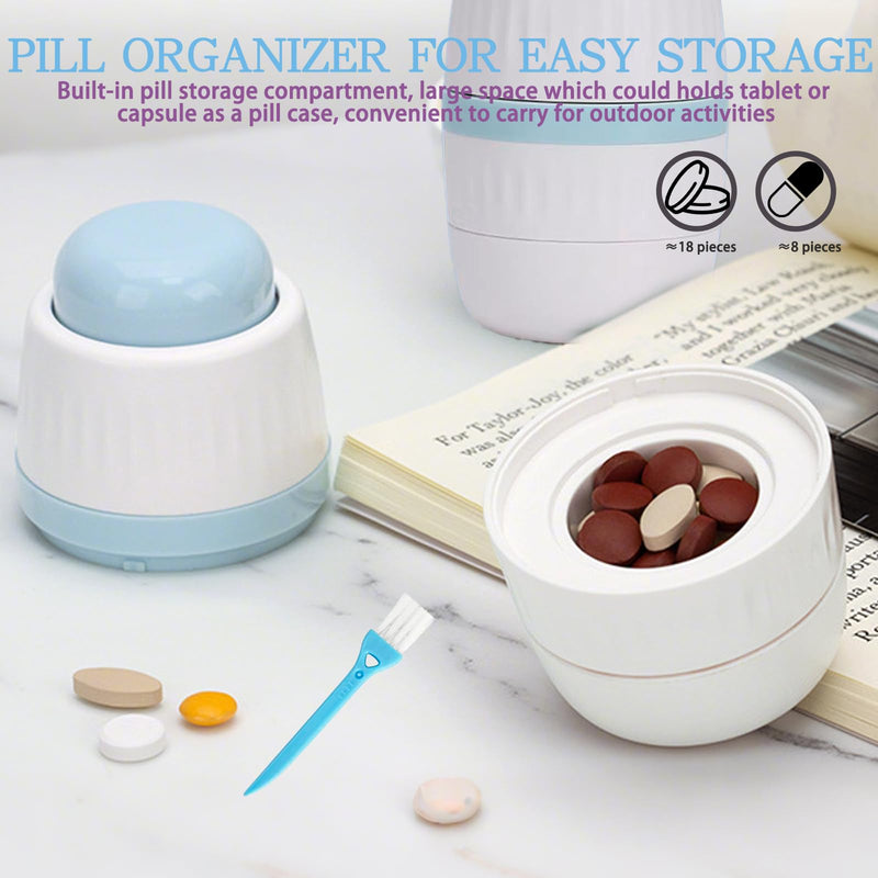 4 in 1 Pill Cutter Crusher Fine Powder with Storage, 1/4 1/2 Pill Cutter Splitter for Cutting Small and Large Pills, Ideal for Cutting Tablets, Vitamins Blue