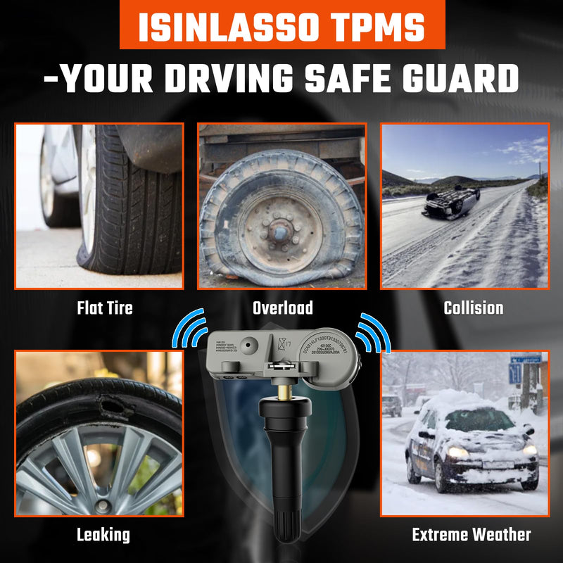 TPMS Sensor, GM 315MHZ Pre-Programmed Tire Pressure Sensors Fit for Chevy Silverado GMC Cadillac Buick Pontiac Saturn Hummber Saab 13581558 13586335 13598771 4pcs