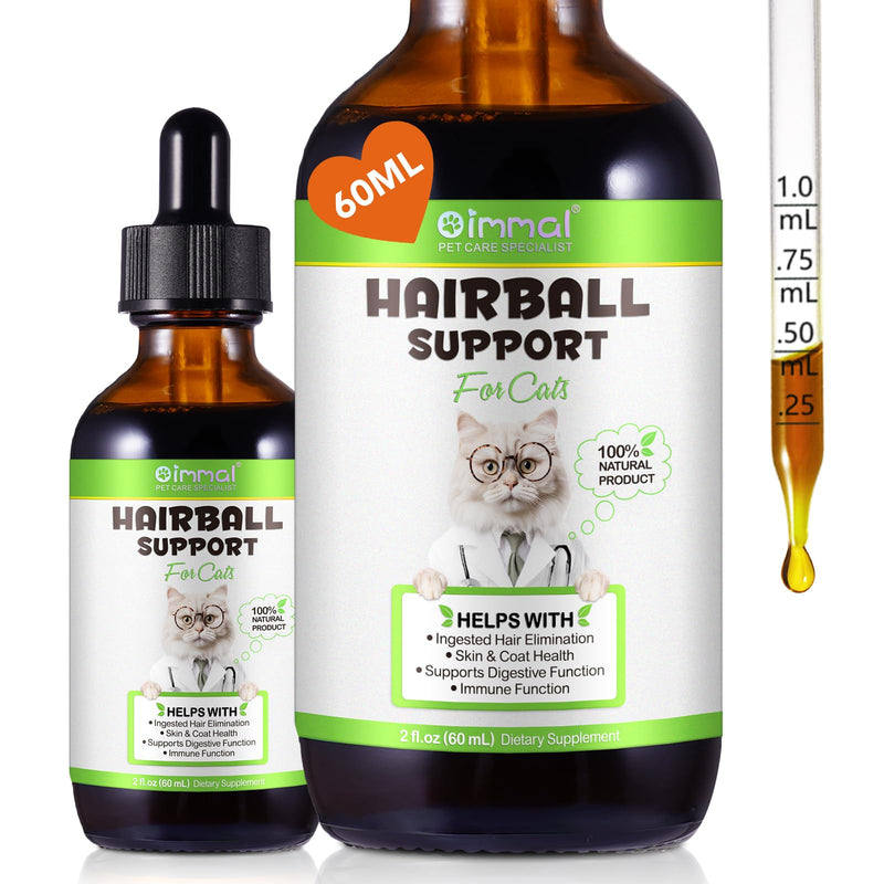 Cat Hairball Remedy Drops, Hairball Treatment for Cats & Kittens with Natural Ingredients, Helps Eliminate and Prevent Hairballs, Cat Grass Flavor, Supports Digestion & Skin Health for All Breeds