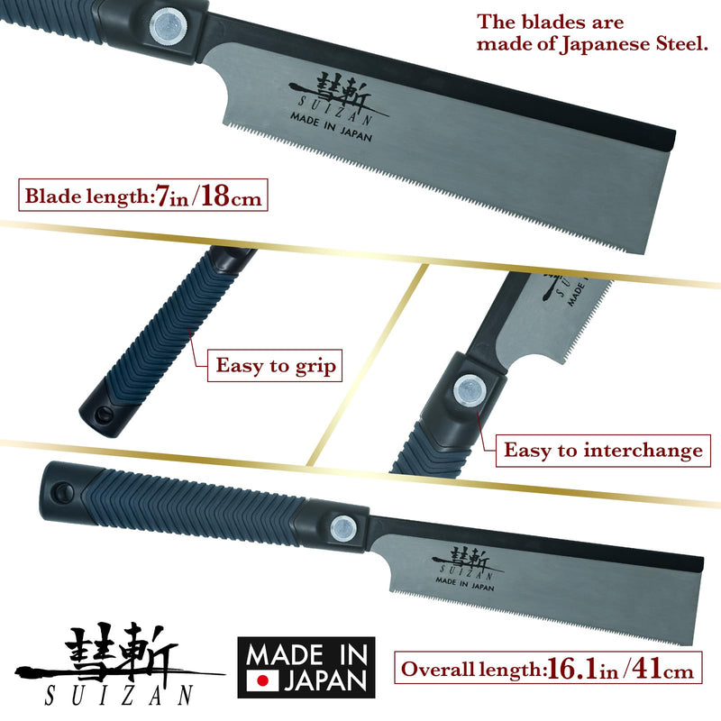 SUIZAN Dozuki Dovetail Saw 7" Rip Cross Angle Cut - Professional Japanese Pullsaw Handsaw Woodworking Tools 7 Inch (180mm) 7 Inch (180mm) Body
