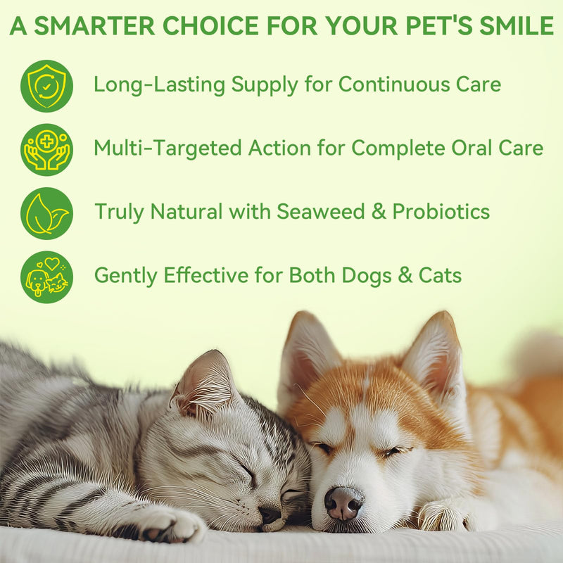 Dog Dental Powder - Plaque and Tartar Control with Bad Breath Freshener for Dog and Cat, Easy-Use Teeth Cleaning Powder with Mint,Suitable for All Breeds & Sizes,60 Day Supply