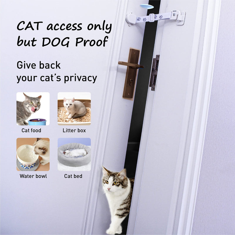 Adjustable Door Strap and Latch, Damage-Free Cat Door Latch to Keep Dog Out of Litter Box, Economical Alternative of Pet Gates, Basic with Stopper 1 Pack
