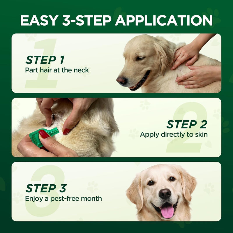 Flea and Tick for Medium Dogs, 6 Doses Helps Dogs 23-44 lbs, Waterproof, Fast 6 Pack