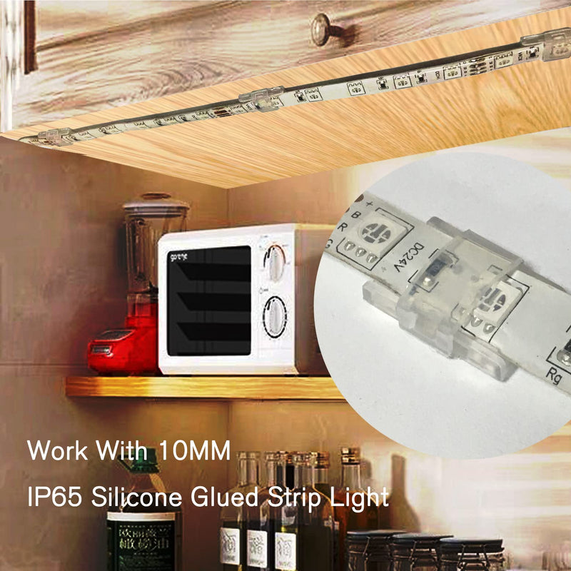 LED Strip Light Self-Adhesive Mounting Brackets and Clips,LED Strip Light Holder,Cable Wires Organizer Clips for Vehicle,Cabinet,Under-Counter, Indoor,Outdoor (Clear 100PACK With 100Screws) For 10mm IP65 Strip Light