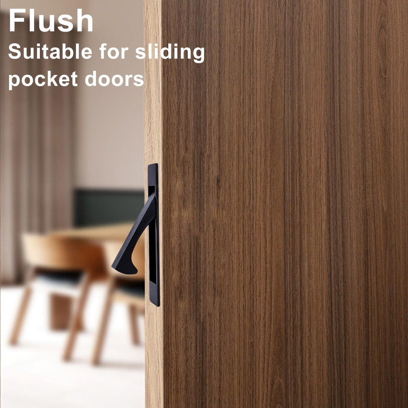 Dontay Pocket Door Handles Edge Pull, Professional Stainless Steel 304, Flush Mount Doors Pull for Pocket Sliding Door (Matte Black, 2) Matte Black