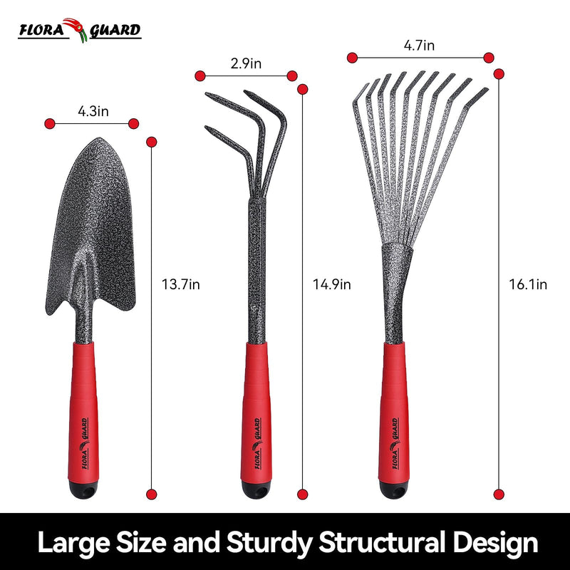 FLORA GUARD FLORA GUARD Garden Tool Set， 6 Piece Heavy Duty, Large Size Gardening Hand Tools, Sturdy & Durable, Classic Utility Gardening Gift for Seniors and Women Garden Tools 6-Piece