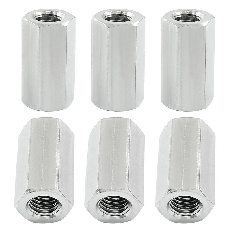 6 Pcs M8 X 1.25-Pitch 25 mm Length Hex Coupling Nut, 13 mm Width Stainless Steel Rod Coupling Nuts (Metric) M8 25mm