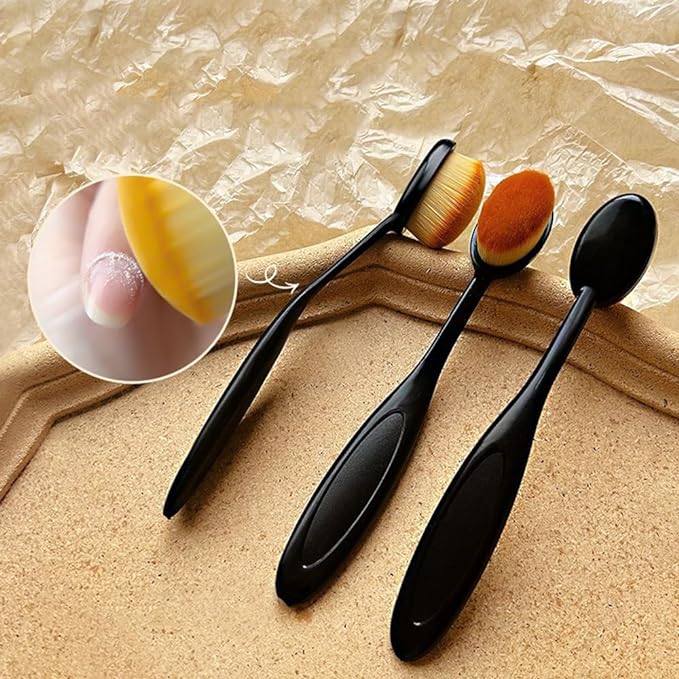 LOYELEY Foundation Brush, Set of 2, with Exclusive Cap, Oval Toothbrush Shape, Makeup Brush, Cosmetic, Makeup Base Makeup - NewNest Australia