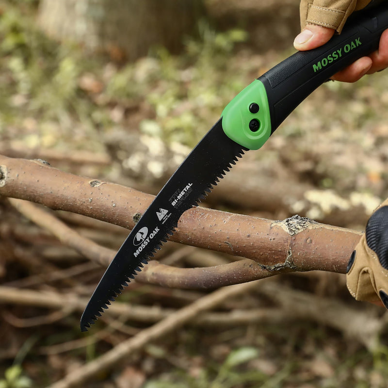 MOSSY OAK Folding Saw - 7 Inch Pruning Hand Saw with Pouch, D6A & M2 Bimetal Saw Blade, Hunting Saw Foldable for Deer, Tree, Wood, and Limb Cutting